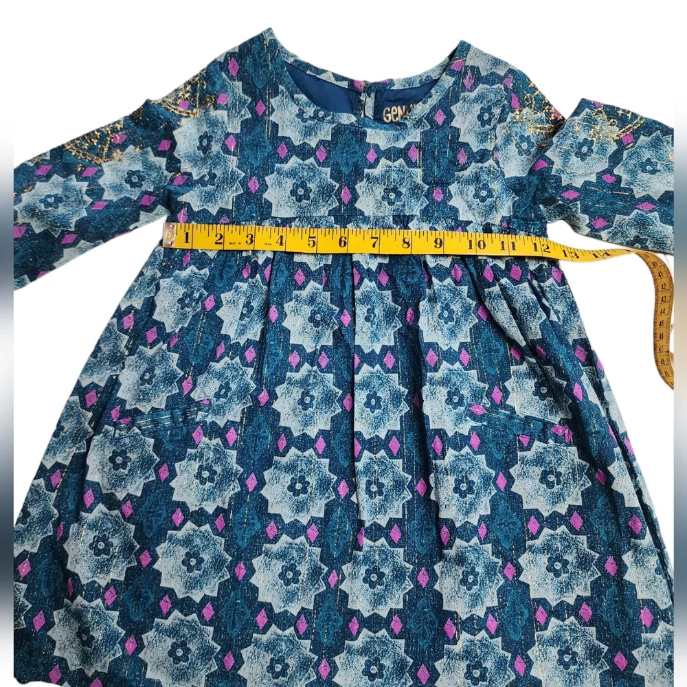 Genuine Kids from Oshkosh Floral Dress with Golden Accents Kids Girls Si…